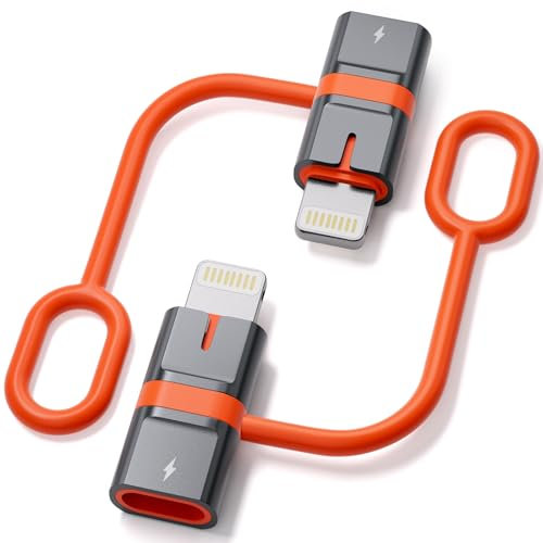 AGEEMY [MFi Certified] USB C to Lightning Adapter (2Pack) - Lightning to USB C Adapter with Anti-Loss Rope for iPhone 14/13/12/11/XS/XR/SE