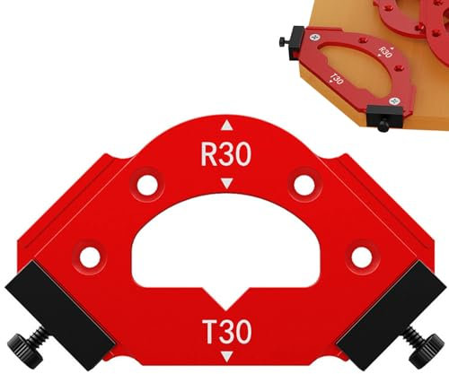Angle de Gabarit de Routeur de Mandrin à Rayon, Gabarit Defonceuse a Bois, Modèle de Positionnement de Coin Intérieur et Extérieur de Biseau Trois en un, pour Couper des Tôles (RT30）