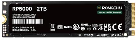 RONGSHU 1TB NVMe SSD M.2 PCIe4.0 Gen 4×4, M.2 2280 Interne Gaming SSD, Seq. Bis zu 5100 MB/s, SLC Cache 3D NAND TLC Internal Solid State Drive mit PS5, Laptop, PC Desktops (RP5000)