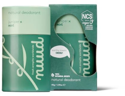 nuud stick deo | 45 gram | naturlig deodorant, deodorant utan kemikalier, NCS vegansk, 48 timmar, parfymfri, aluminiumfri, alkoholfri, unisex, i 6–7 veckor (mynta och enbär)