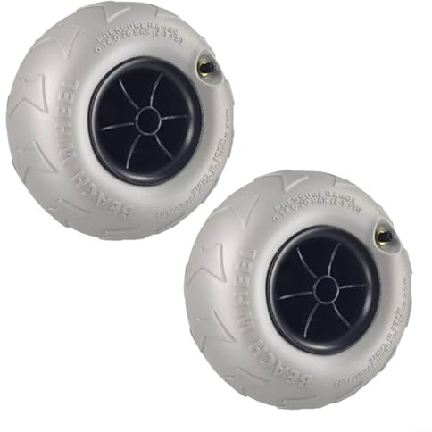 Fauhapyway Ruedas de globo de playa, para carrito de kayak, neumáticos de arena de gran diámetro, ruedas de transporte de canoa, ruedas de carro de transporte de 205 mm x 115 mm, PVC gris