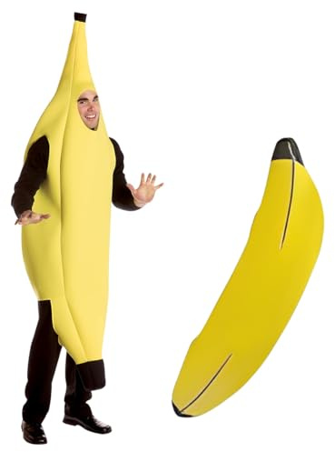 KOQAIIZ Deguisement Adulte, Costume de Banane pour Adultes et Enfants, Déguisement Léger de Groupe pour Halloween, pour les Fêtes de Noël
