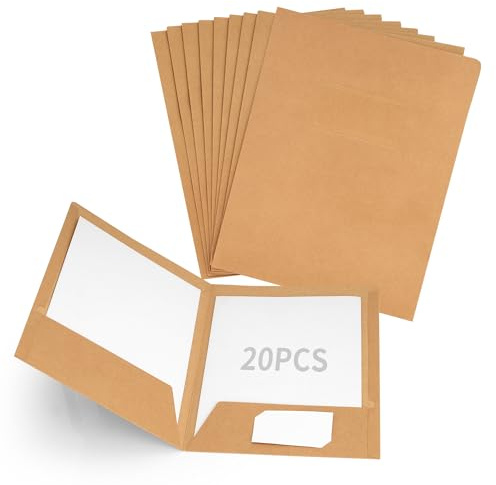 Axincardarm A4 kraft Paper File Card Folders Cardboard for Paperwork 20 Pcs