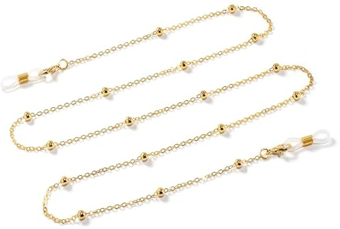 Batheidon Chaîne de lunettes en métal pour femme/homme, longueur 70 cm, bijoux de lunettes classiques et élégants, accessoire de mode hypoallergénique, résistant à la corrosion (doré)