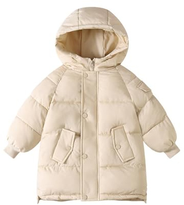 HAOLEI Cappotto Imbottito con Cappuccio a Maniche Lunghe Invernale Caldo Parka Giacca Media Lunghezza Cappotto Trapuntato Antivento Piumino Outwear Parka Leggero Outwear Vestiti Giacche 1-5 Anni