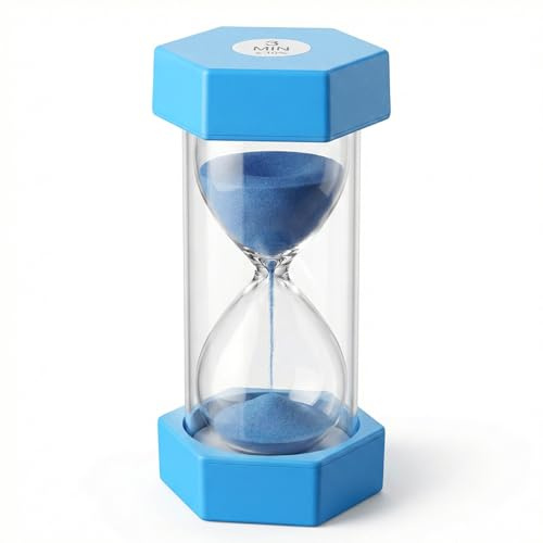 Clessidra 3 Minuti, timer in vetro Timer Esagonale Anticaduta con Guscio ABS & Vetro Colorato Sabbia Orologio Sabbia Fine Fluente Orologio da Denti per Bambini per Scuola, Cucina, Bagno, Gioco