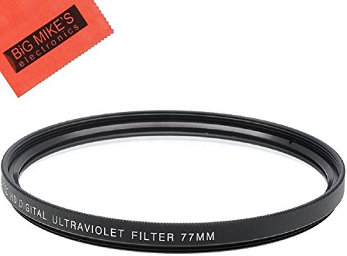 77mm Multi-Coated UV Protective Filter for Select Canon, Olympus, Pentax, Sony, Sigma, Tamron Digital Cameras, SLR Lenses, and Camcorders + Microfiber Cleaning Cloth