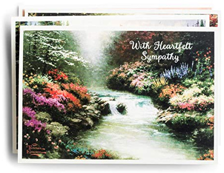 DaySpring - With Heartfelt Sympathy - Thomas Kinkade Painter of Light - 4 Design Assortment with Scripture - 12 Sympathy Boxed Cards & Envelopes, KJV