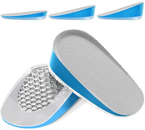 Ailaka 1 Pair Gel Height Increase Insoles, Shock Absorption Heel Cushion Pads, Height Lift Shoes Inserts for Men & Women