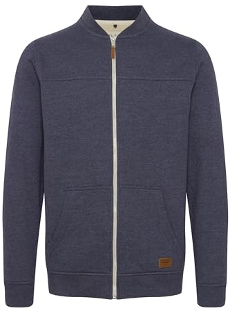 Blend BHArco - Giacca in pile da uomo, giacca college, cardigan con colletto alto, cerniera, tasca canguro, misto cotone, vestibilità regolare, Blu navy (70230), 3XL