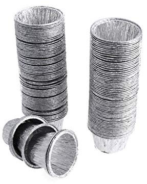 Angoily 100 Piezas Desechables de 110 Ml de Papel de Aluminio para Tartas Molde para Pasteles Redondo para Hornear Mini Pasteles Personales Pasteles Quiche Horno Latas de Papel Seguras