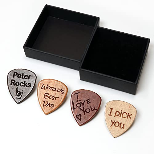 Púa de guitarra personalizada de madera + caja de regalo | Diseñe un regalo realmente único | Grabado con láser (Arce)