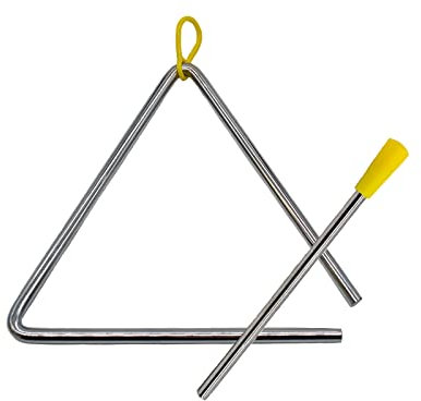 TRIXES Triángulo de instrumentos musicales de 4 pulgadas – jugar junto a instrumentos de percusión como el tambor, campanas, xilófono, maracas, glockenspiel – para adultos, niños – Juego de juguetes