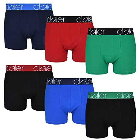 CLALER Caleçon Boxer Homme (Lot de 6) Coton sous vêtement Respirant Fitted Trunk Caleçons Ultra Doux Confortable sans Couture