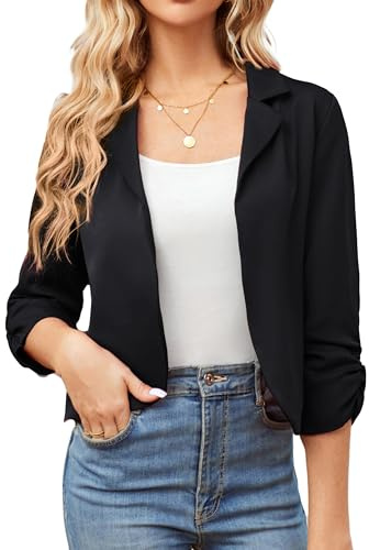 GRACE KARIN Donna Blazer Leggero e Sottile Giacca da Abito Elegante Manica 3/4 a Aperto Casual Scollo Risvolto Classico