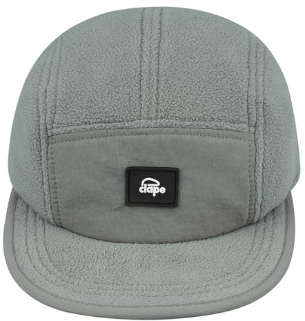 CLAPE Winter Warm Baseball Caps for Men, Fleece Soft Flat Brim Snapback 5 Panel Hat Low Profile Ball Cap for Outdooor Sport Gray