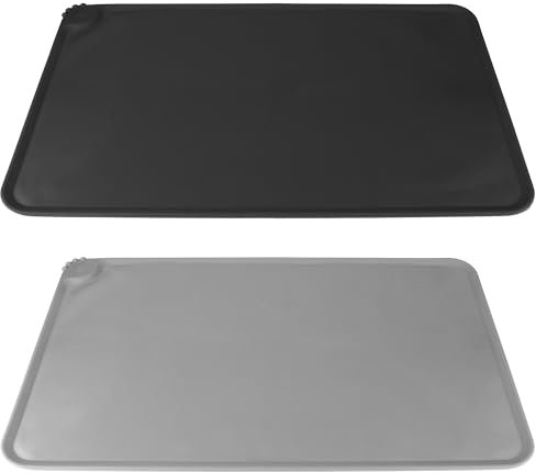 Napfunterlage für Hunde und Katzen, 2 Stück, aus Silikon, wasserdicht, rutschfest, 48 x 30 cm