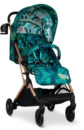 COSATTO Woosh 4 Pushchair – Lightweight Stroller Birth to 25kg - One Hand Easy Fold, Compact, Telescopic Handle, Extra Large Shopping Basket, Cup Holder, Bumper Bar & Raincover (Midnight Jungle)