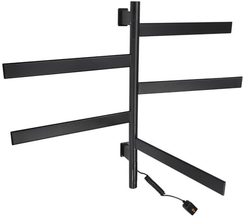 JAYEUW Calentador de toallas eléctrico giratorio de 180°, radiador inteligente LED para pantalla táctil, toallero giratorio, secador de toallas para baño, montaje en pared, calentador de toallas