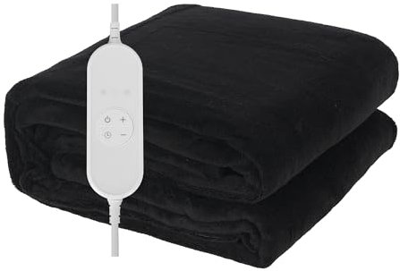 COZYBRITE Electric Heated Throw Blanket Fleece with 9 Heat Settings 9 Hours Timer Auto Shut-off 130x160cm Digital Control Machine Washable TK(160X130)/1.4m2-19S-DT-ST (Black)