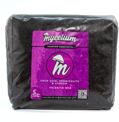 Mycelium 's Superior CVG - Mezcla de sustrato CVG, coco orgánico, vermiculita, mezcla de yeso, ideal para alto rendimiento y fácil cultivo de hongos, bolsa esterilizada de 5 libras para principiantes