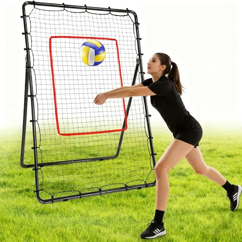 AKOZLIN Red de rebote ajustable de 5 ángulos para béisbol, sóftbol, voleibol, lacrosse, color negro