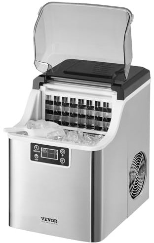VEVOR Máquina para Hacer Hielo de Encimera, 20 kg/24 h, con Pala y Canasta para Hielo, con 3 Tamaños de Cubitos de Hielo para el Hogar, la Cocina, la Oficina y las Fiestas, 255 x 355 x 385 mm