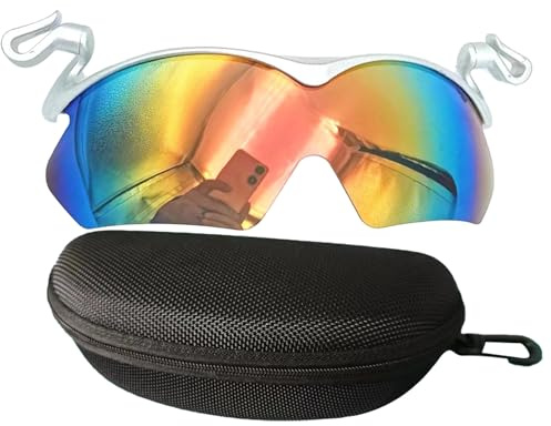 Clip Fahrrad-Sonnenbrille, Outdoor-Visier-Clip-Sonnenbrille, UV-Schutz, leichte Sportzubehör, Laufbrille zum Wandern, Silberner Rahmen/rote Folie, Refer to description