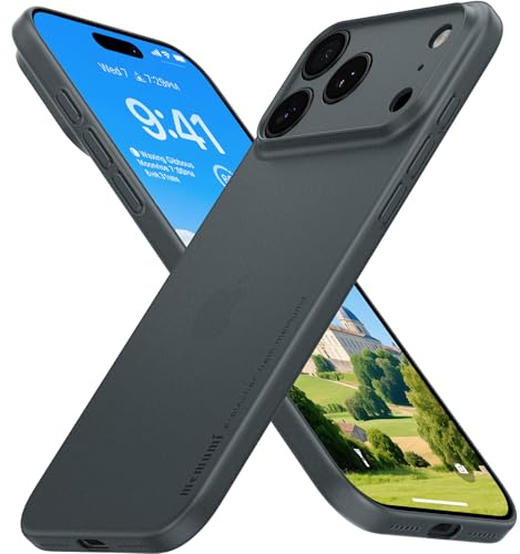 memumi Skal för iPhone 17 Pro Max, Tjocklek 0,3 mm, Slim Fit, Matt yta [Stötbeständigt, Halkskydd, Anti-rep] Skyddskåpa Extra Tunn för iPhone 17 Pro Max - transgrått