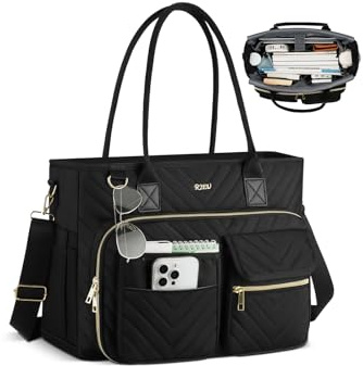 Teacher Tote Bag for Women,15.6 inch Laptop Work Tote Bag Quilted Nurse Bible Computer Shoulder Bag for College Travel, Office,Daily, Ideal Gift for Women