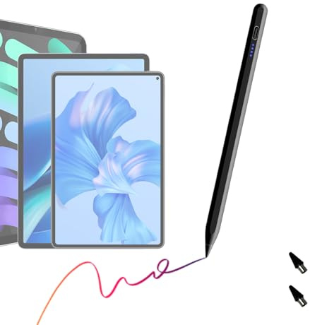 Lapiz para Tablet Universal, Bwaliffury Lápiz Capacitivo Universal -Stylus Pen Compatible con Apple/Samsung/Huawei/Android Tablet y Teléfonos,Absorción Magnética,2 Puntas de Repuesto (Negro)
