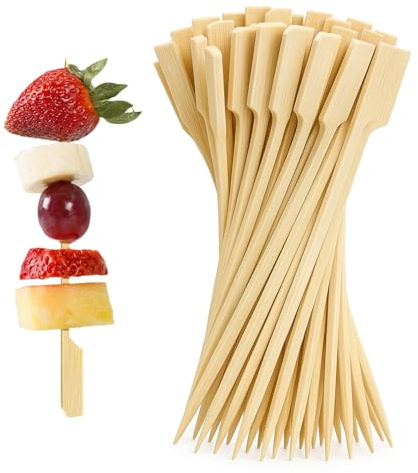 100 Wooden Items skewers, 12cm Bamboo skewers Applicable to for Barbecues Fruit Kababs Charcuterie Accessories Burgers Cocktails Buffets Party Home and Kitchen