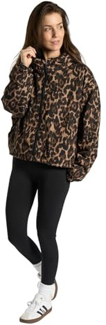 OHS Rain Jacket Women, Adult Outdoor Jacket Gifts for Women Jacket Fleece Lining Drying Robes with Hood & Pockets Cropped Coat for Hiking Walking Camping - S/M, L/XL