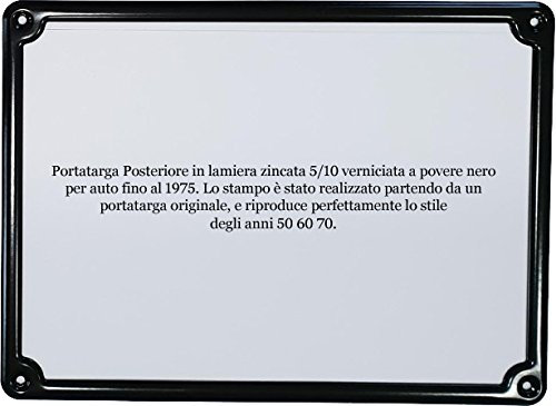 Targhe Storiche – Portatarga Auto Epoca Posteriore dal 1952 al 1975, Progettato per Auto d’Epoca, Made in Italy