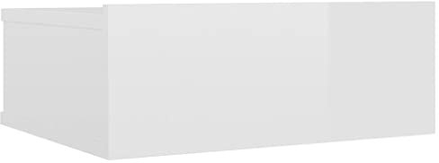 vidaXL Nachttisch mit Schublade Hängend Nachtkommode Nachtschrank Nachtkonsole Wandboard Wandregal Hochglanz-Weiß 40x30x15cm Holzwerkstoff
