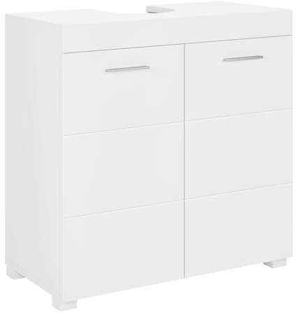 FOREHILL Waschbeckenunterschrank weiß Unterschrank Badezimmerschrank mit 2 Türen und 2 Ablagen, 60x31x60cm, für Badezimmer