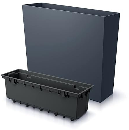 R.G. Blumenkasten Blumentopf Balkonkasten Matt Design Pflanzkasten Blumenkübel Tower 58cm x 50cm mit Pflanzeinsatz (Anthrazit Matt)