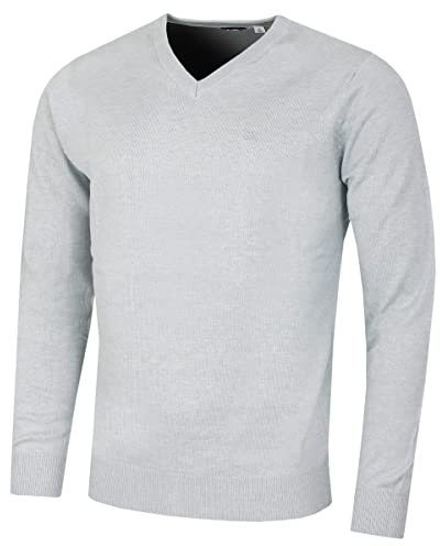 Calvin Klein Herren V-Ausschnitt Soft Cotton Pullover - Light Blau Marl - XXL