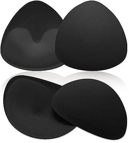 WLLHYF 2 Pares de Almohadillas para Sujetador Insertos Removibles Triángulo Color de la Piel Almohadillas para Sujetador para Mujeres Niñas Trajes de Baño Ropa Interior (Negro)