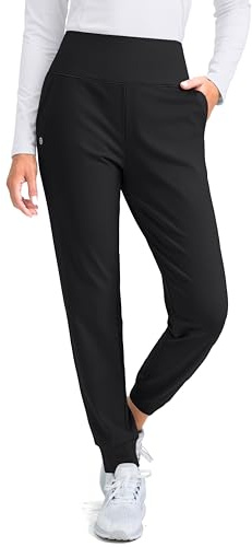 G Gradual Women's Fleece Lined Joggers High Waisted Water Resistant Thermal Hiking Pants Cold Weather Sweatpants with Pockets(Black,S)