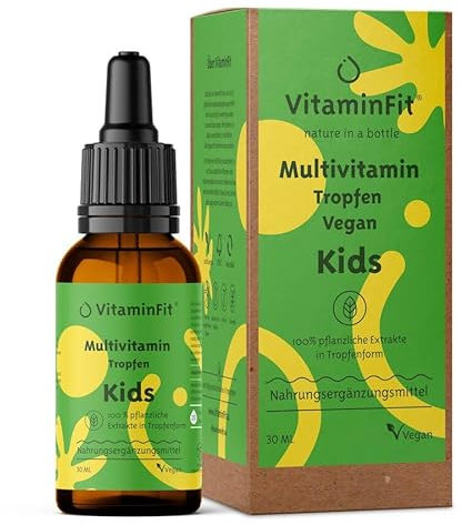 VitaminFit Multivitamin-Tropfen – 16 Vitamine & Mineralstoffe - Flüssig – Vegan, ohne Zusatzstoffe, Zuckerfrei – 100% pflanzlich – Hohe Bioverfügbarkeit – Monatsvorrat (30 ml)