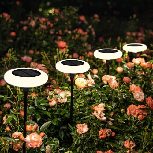 ZWOOS 4er-Set LED Gartenbeleuchtung Solar, Extra Helle Solar Gartenleuchten für Außen, Solarstecker Blumenkasten, Outdoor Solarleuchten für Gartendeko, Blumentöpfe, Weg, IP65 Wasserdicht (Warmweißes)