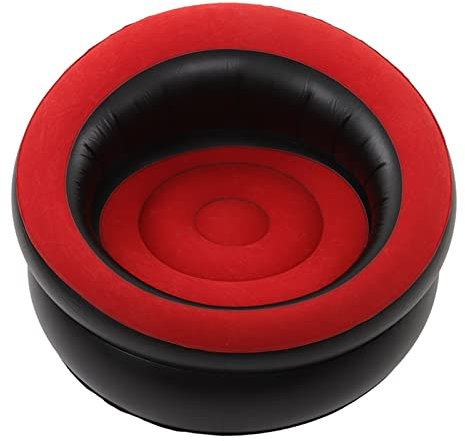 TOWEBOORY Aufblasbare Couch, Aufblasbarer Sofastuhl Tragbarer Aufblasbarer Stuhl Beflocktes Luftsofa mit Quick Valve Luftsessel für Wohnzimmer, Schlafzimmer, Lesezimmer, Büro, Balkon, Reisen(Rot)