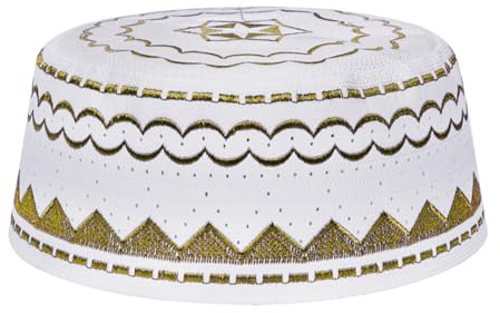 Chapeau de prière musulmane pour enfants - Kufi islamique - Rond - Broderie - Pour homme - Turc - Arabie, Ramadan - Broderie respirante - Arabie, Arabie Saoudite - Pour enfants et adolescents, jaune
