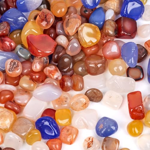 HAKACC Grava decorativa de ágata de 225 g, 0,8 – 1 cm, piedras naturales decorativas, piedras de ágata pulidas, grava para acuario, maceta, paisajismo, jarrón, relleno, decoración de jardín