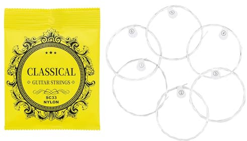 JSGHGDF Klassische Nylon-Gitarrensaiten 1. - 6. .028-.043 Saiten für Akustik-, Folk-Gitarre, 6 Stück, medium, M