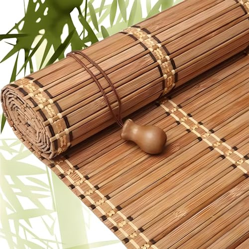 Eiauiuo Retro Bamboo Roller Blinds, Blackout Roman Bamboo Blinds, Opaque Privacy Screen For Living Room & Kitchen, Side Pull Bamboo Window Blinds, Sun Protection, Easy Fit Roller Shutter(Width 40cm,Hi