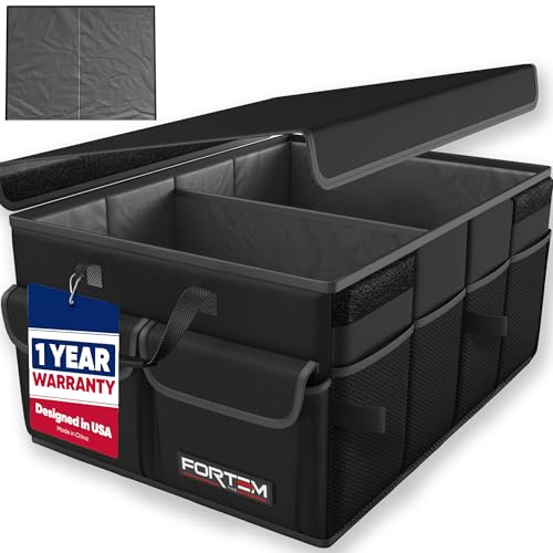 FORTEM Organizer Bagagliaio Auto, Accessori Auto, Organizer Macchina, Accessori Macchina, Portaoggetti per Bagagliaio, Baule Borsa, Car Accessories, Contenitore Pieghevole SUV a Scomparti Multipli 45L