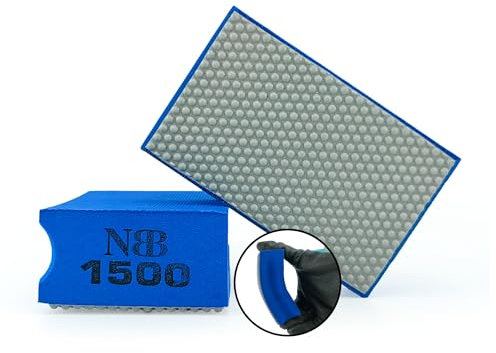 NBB Tampone diamantato a mano per levigare o lucidare, blocco diamantato/lucidatura con supporto in spugna flessibile per macinare pietra granito ceramica piastrelle vetro legno metallo (1,1500#)