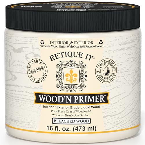 Retique It Wood'n Primer - Paint it then stain it - Stainable Wood Fiber Paint (Bleached Wood, Medium)